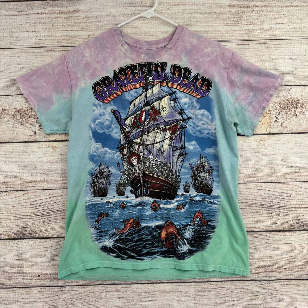 Liquid‎ Blue Grateful Dead Ship Of Fools Tie Dye T-Shirt Adult M Purple Green